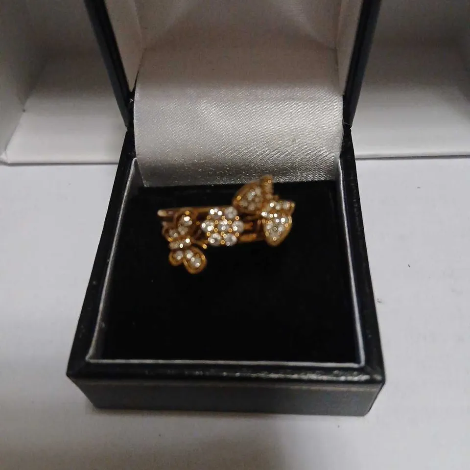 0.33CT DIAMOND BUTTERFLIES & FLOWER CLUSTER RING 9CT GOLD