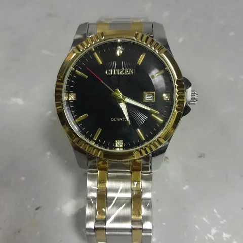 CITIZEN STAINLESS STEEL GENTS WATCH WITH BLACK DIAL
