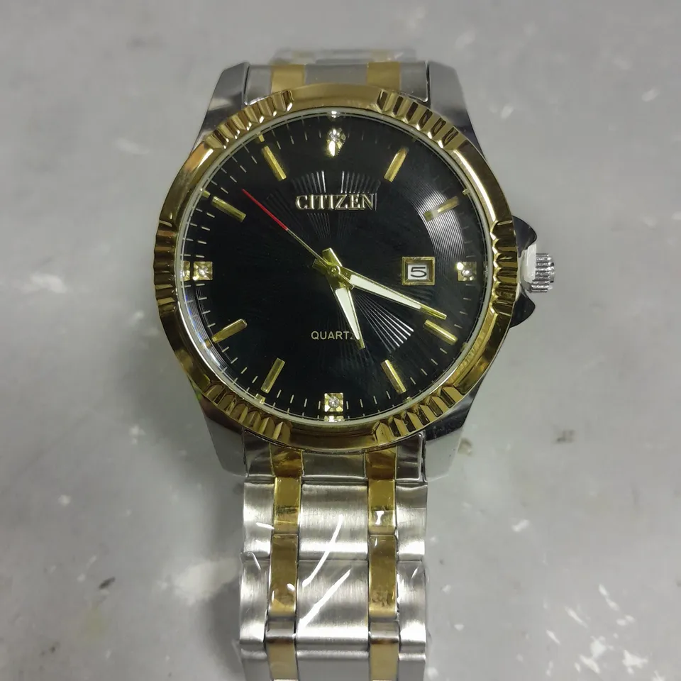 CITIZEN STAINLESS STEEL GENTS WATCH WITH BLACK DIAL
