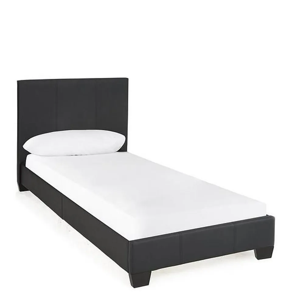 BOXED ELLIS BLACK FAUX LEATHER SINGLE BED FRAME - COLLECTION ONLY  RRP £109