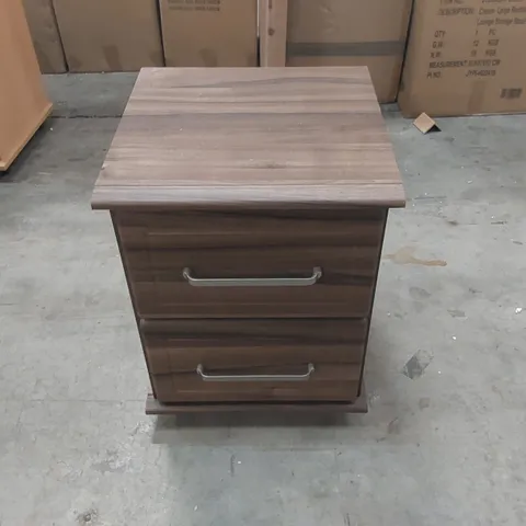 DESIGNER WOODEN 2 DRAWER BEDSIDE TABLE ON WHEELS