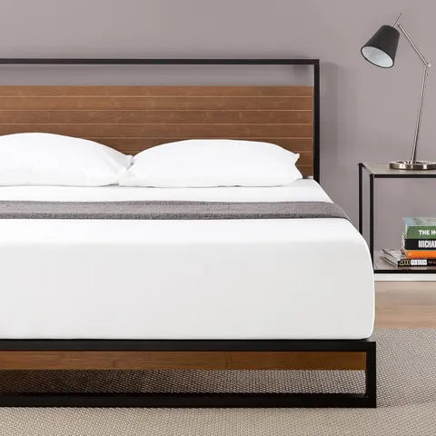 BOXED ZINUS SUZANNE BAMBOO AND METAL PLATFORM BED FRAME//DOUBLE (1 BOX)