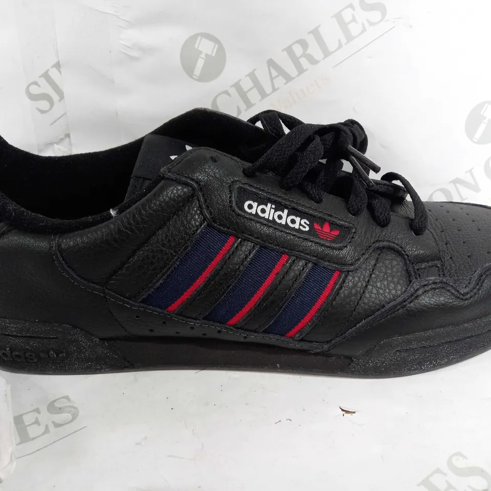 PAIR OF ADIDAS LACE UP LOWS IN BLACK/BLUE/RED - UK 10