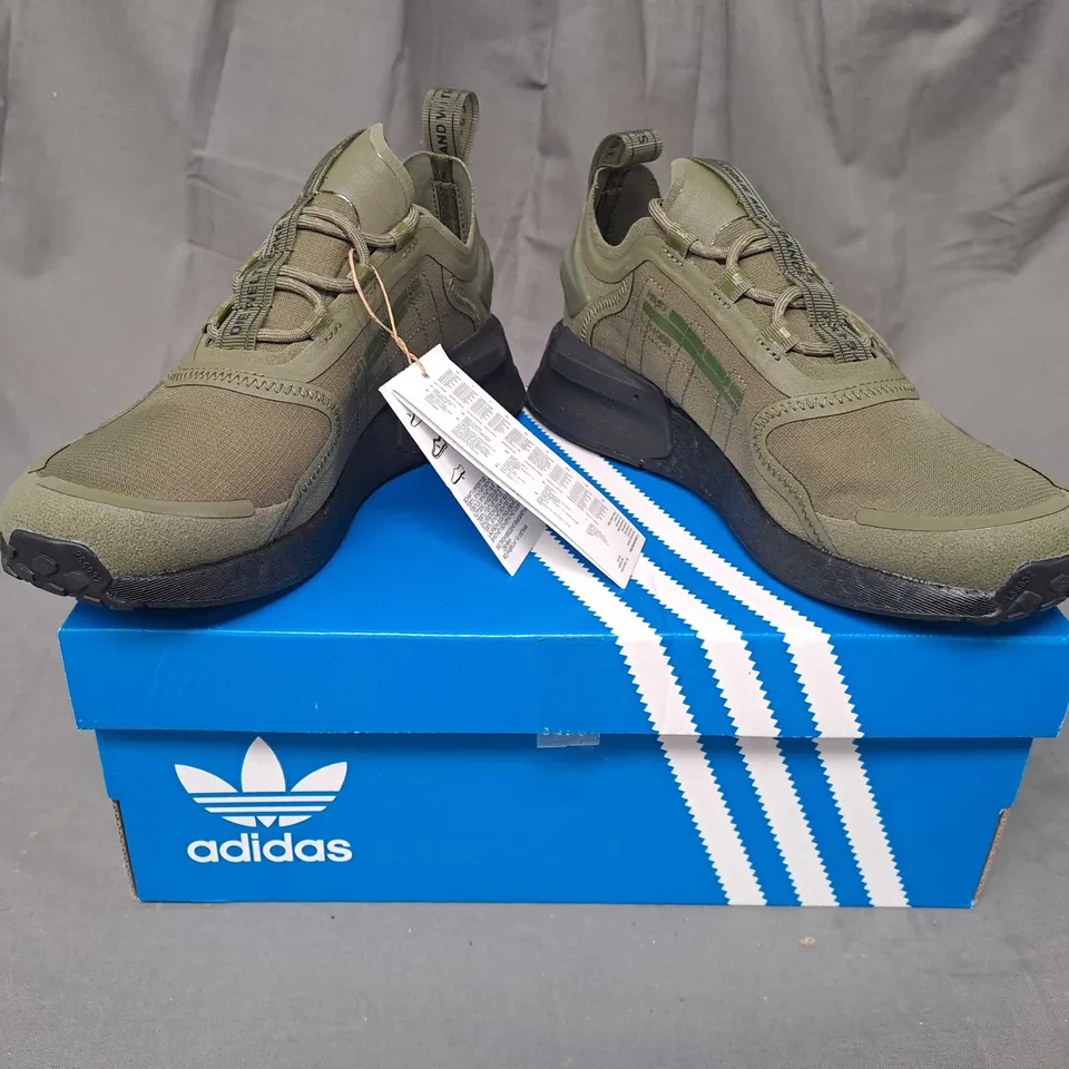 BOXED PAIR OF ADIDAS NMD V3 SHOES IN GREEN UK SIZE 5