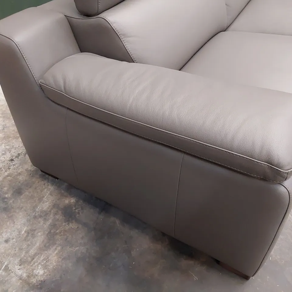 QUALITY ITALIAN DESIGNER RICCARDO CORNER GROUP WITH CHAISE & ADJUSTABLE HEADRESTS MUD GREY LEATHER 