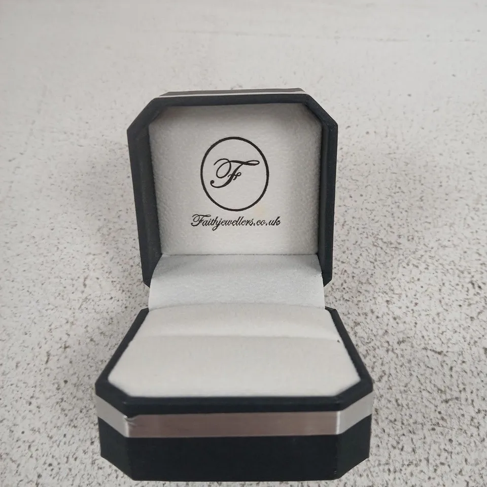 HEXAGONAL BLACK RING BOX WITH FAITH JEWELLERS INTERIOR LOGO