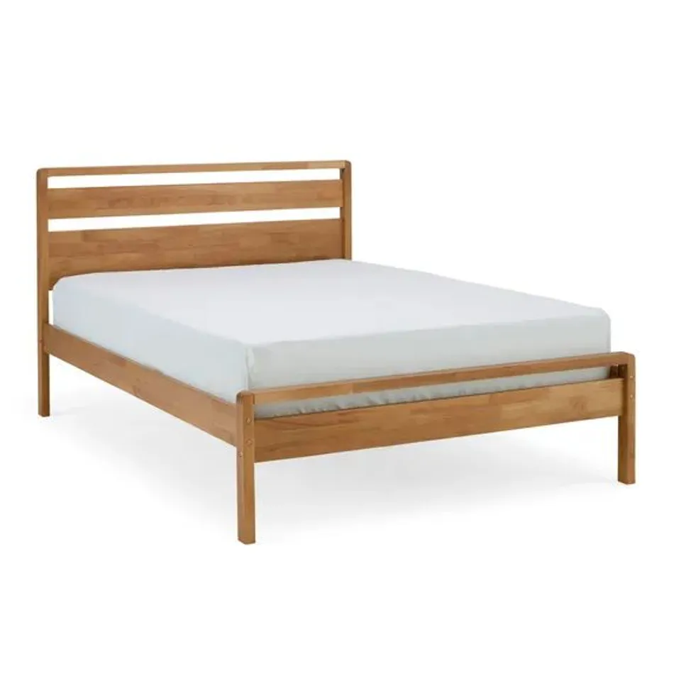 BOXED SKANDI MID-CENTURY BED 4FT 6 IN MID OAK - 2 BOXES 