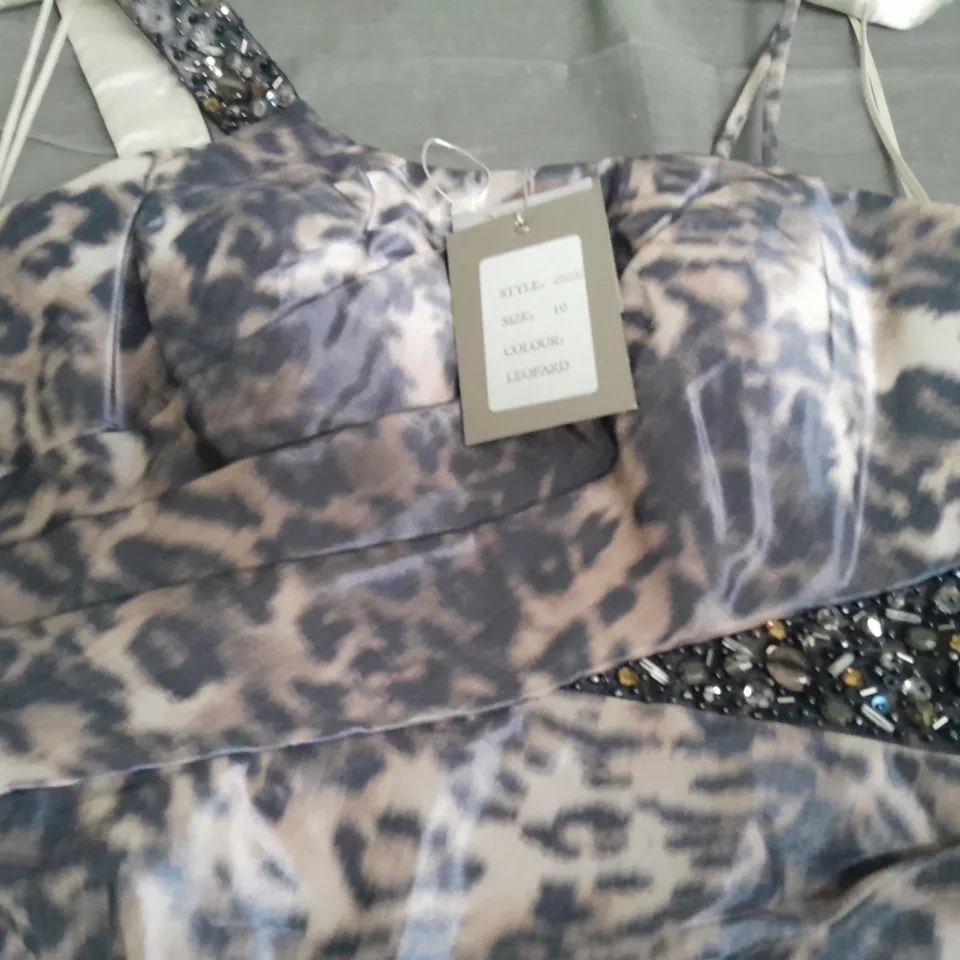 JOHN CHARLES EMBELLISHED ONE SHOULDER DRESS IN LEOPARD - 10