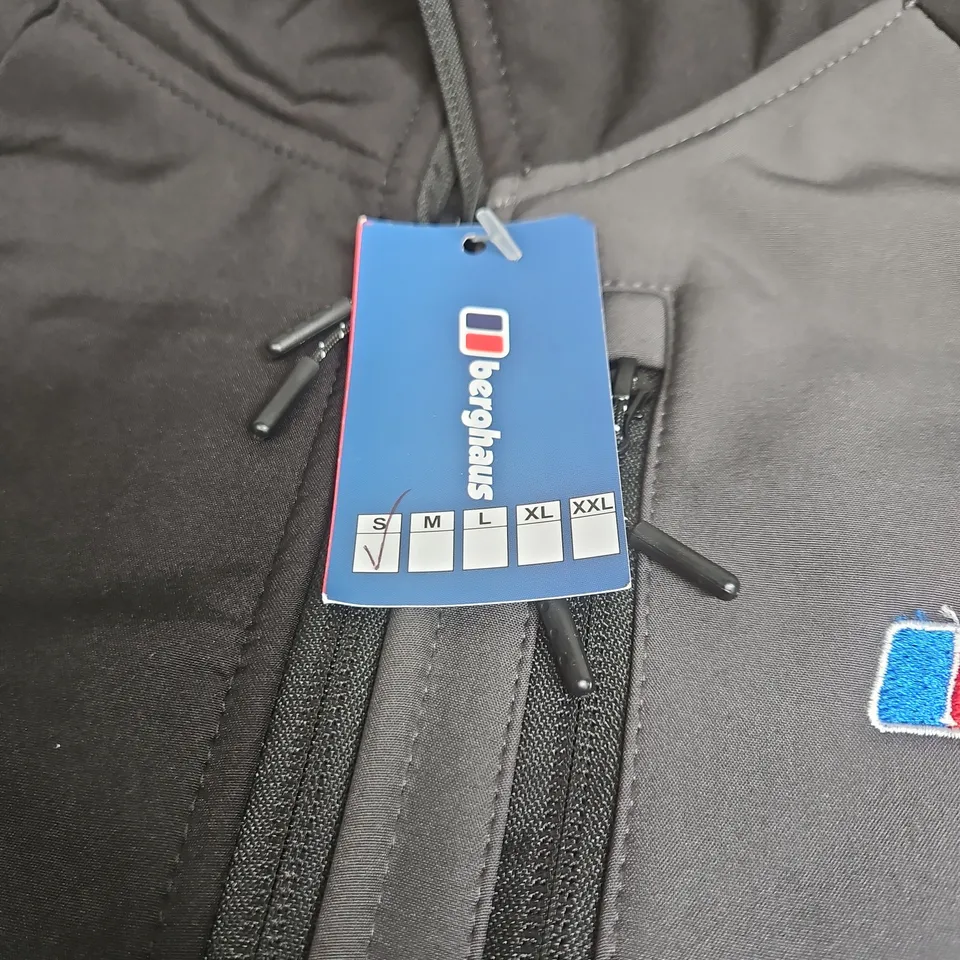 BERGHAUS BLACK SHELL JACKET – MEN'S, UK SIZE S (S) WITH HOOD