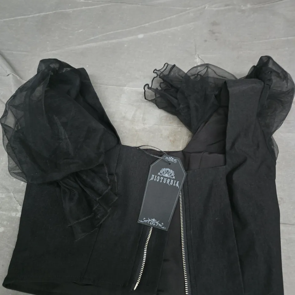 DISTURBIA SILVA CLIMBING ROSES EMBROIDERED PUFF SLEEVE TOP – UK 6 