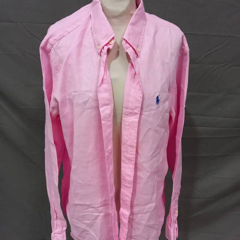 POLO RALPH LAUREN BRIGHT PINK SHIRT - LARGE