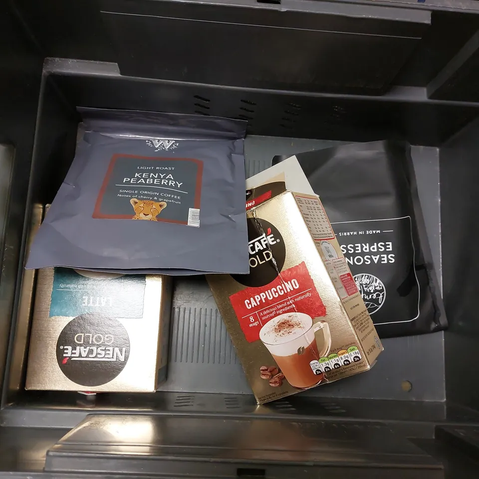 BOX OF APPROX 8 ITEMS TO INCLUDE ETHIOPIA YIRGACHEFFE COFFEE, NUTRIENTS SUPPLEMENTS, EXTRA VIRGIN OLIVE OIL