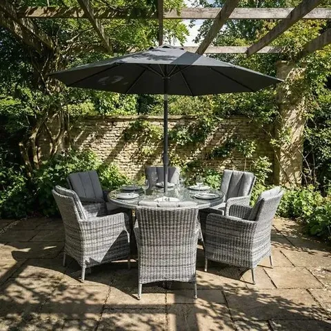 BOXED MONACO 6-SEATER LUXURY ROUND RATTAN OUTDOOR DINING SET (CHAIRS ONLY) X2