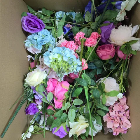 LARGE ASSORTMENT OF VARIOUS FAUX FLOWERS 
