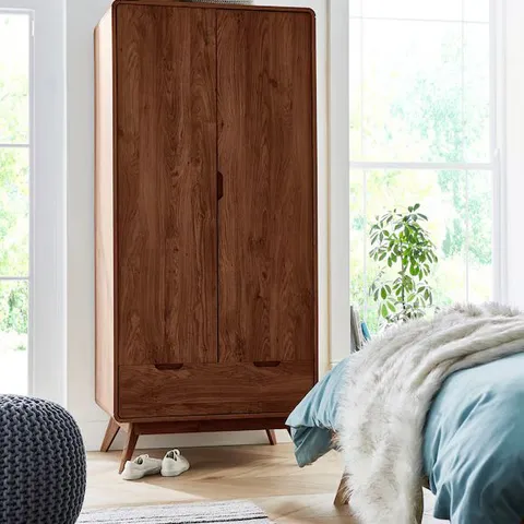 OSLO 2 DOOR 1 DRAWER WARDROBE IX661 WALNUT 902 X 639 X 131MM BOXED