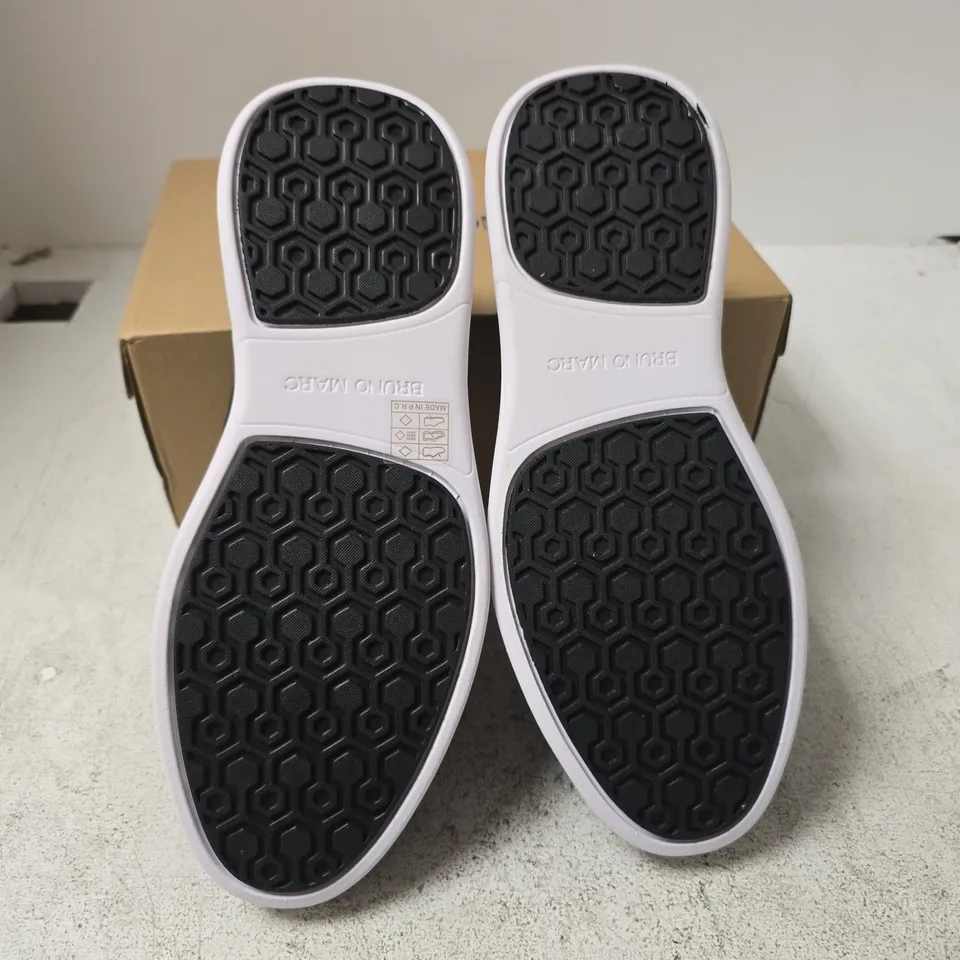 BRUNO MARC LEATHER SNEAKER – BLACK, UK 8 (EU 42) – BOXED