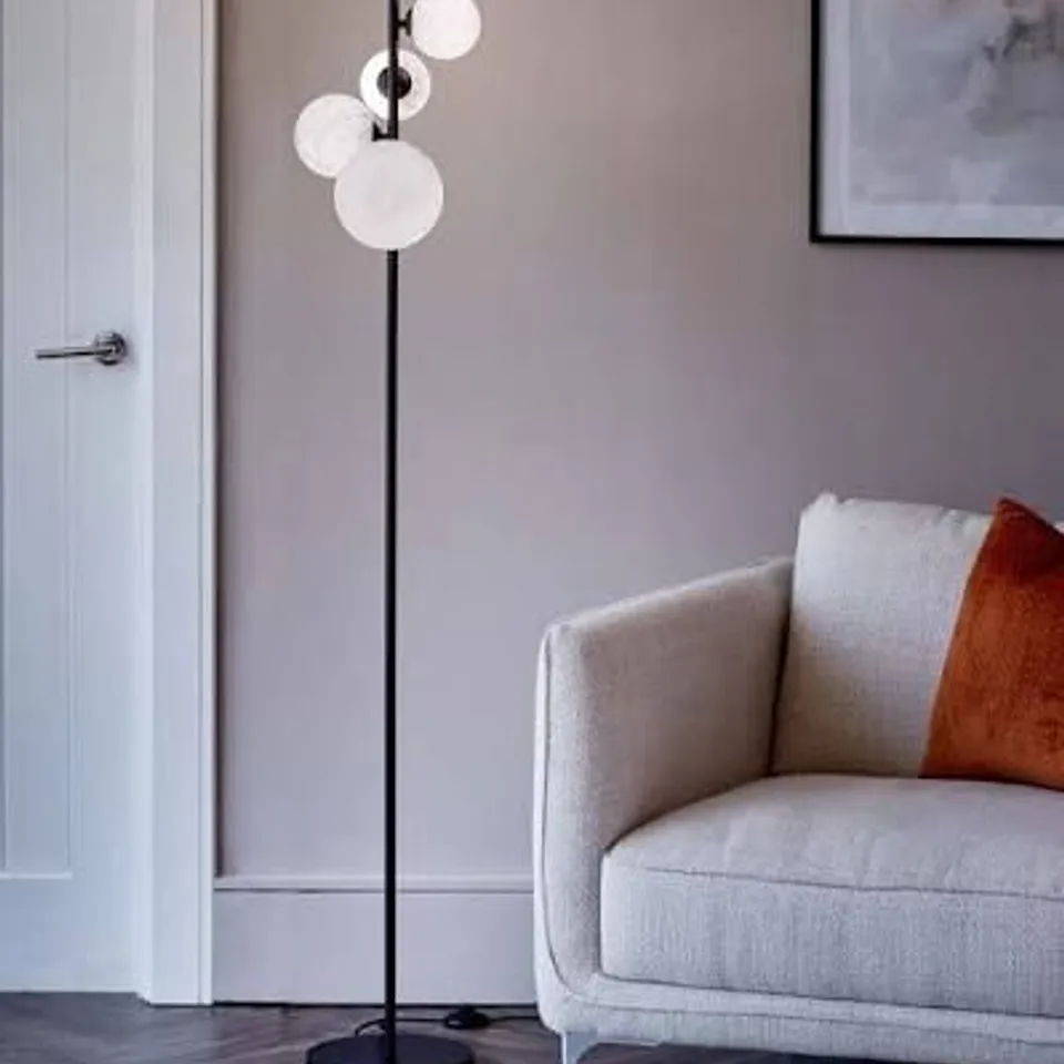 BOXED DANETTI RILEY MARBLE LOOK 4 LIGHT GLASS FLOOR LAMP