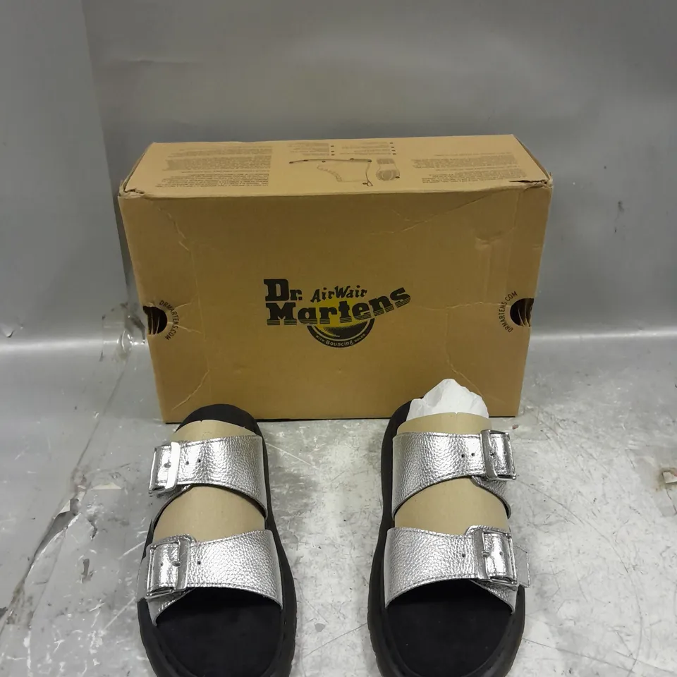 BOXED PAIR OF DR MARTENS JOSEF SILVER SANDAL UK 6.5 