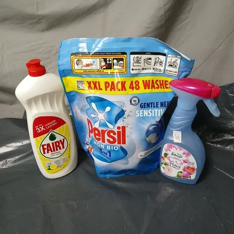 APPROXIMATELY 12 ASSORTED HOUSEHOLD ITEMS TO INCLUDE PERSIL, FAIRY, FABREZE ETC