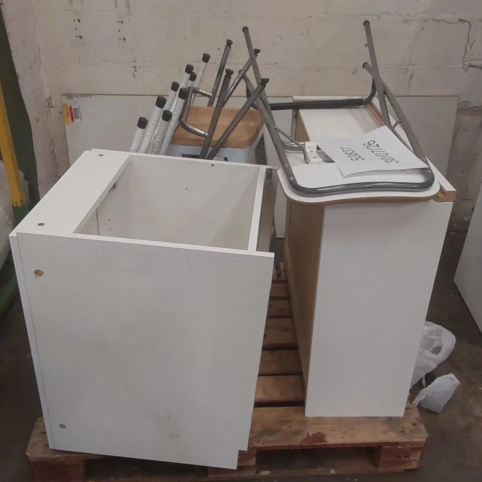 PALLET CONTAINING ASSORTED FURNITURE PARTS AND CHAIRS
