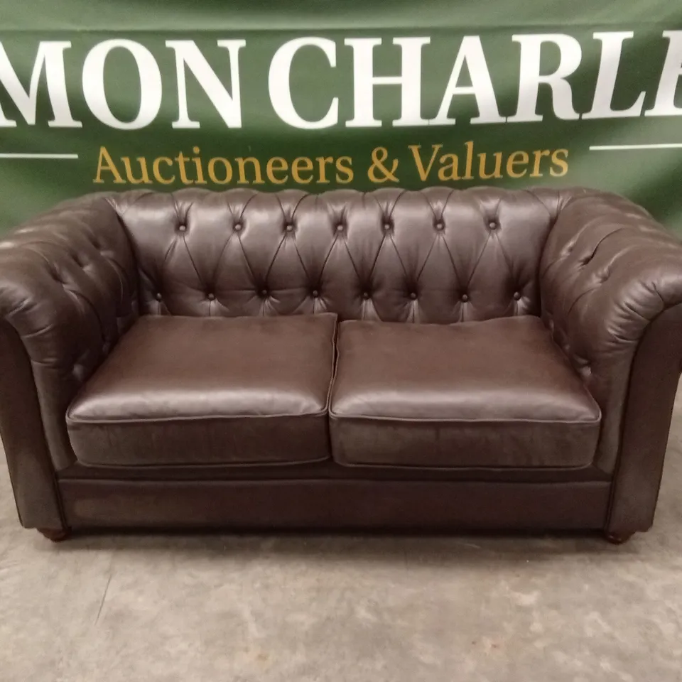 BAKERFIELD 2 SEATER LEATHER/FAUX LEATHER SOFA - CHOCOLATE RRP £899