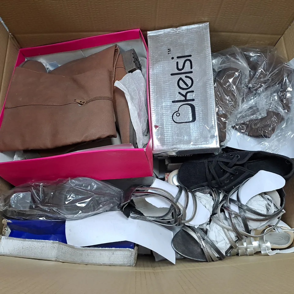APPROXIMATELY 10 PAIRS OF ASSORTED SHOES TO INCLUDE BOXED AND UNBOXED TRAINERS, FLIPFLOPS AND BOOTS
