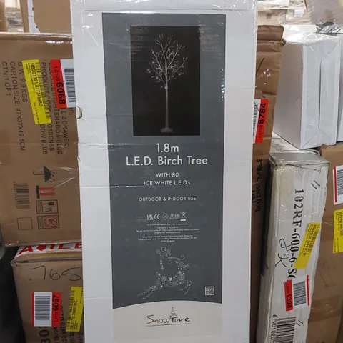 BOXED 1.8M ARTIFICIAL LED BIRCH TREE WITH 80 WHITE LIGHTS (1 BOX)