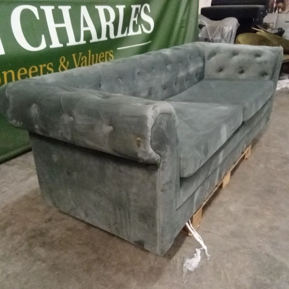 QUALITY DESIGNER 3 SEATER CHESTERFIELD SOFA BED - CHARCOAL VELVET