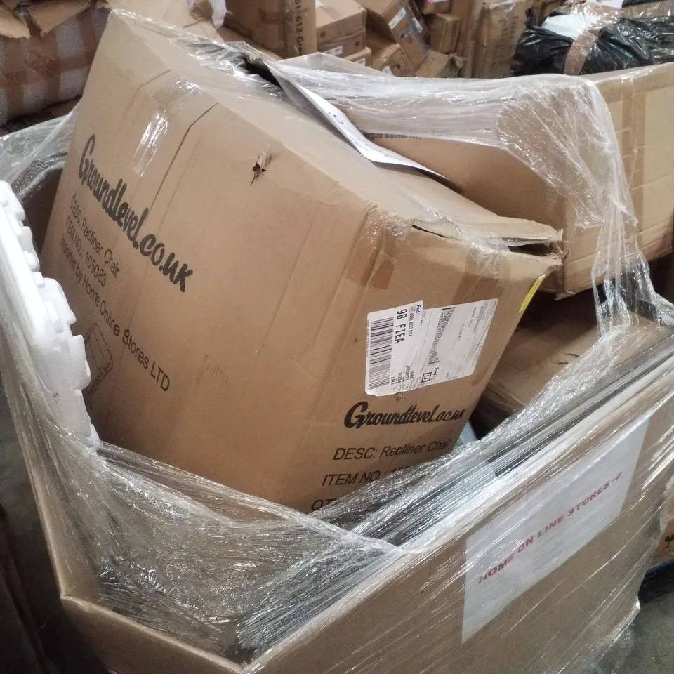 PALLET CONTAINING ASSORTED PRODUCTS INCLUDING RECLINER CHAIR & MATTRESS TOPPERS