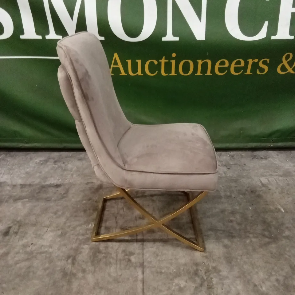 QUALITY DESIGNER VELVET DINING CHAIR WITH GOLD FRAME