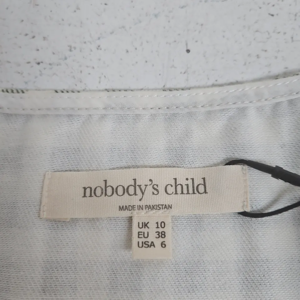 NOBODY'S CHILD HARVEY FITTED MINI DRESS – WHITE & BLACK GINGHAM, UK 10