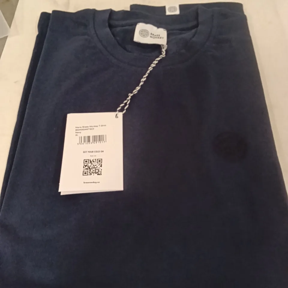 BOX OF BRASS MONKEY TSHIRTS -NAVY SIZE XL APPROXIMATELY 14