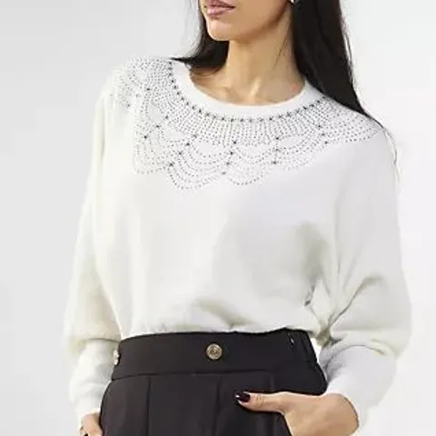 MONSOON EVIE EMBELLISHED JUMPER WINTER WHITE LARGE