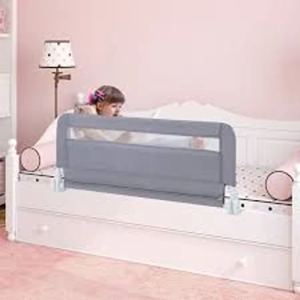 BOXED 100 CM/120 CM FOLDABLE BABY BED RAIL WITH REMOVABLE WASHABLE COVER AND SAFETY STRAP