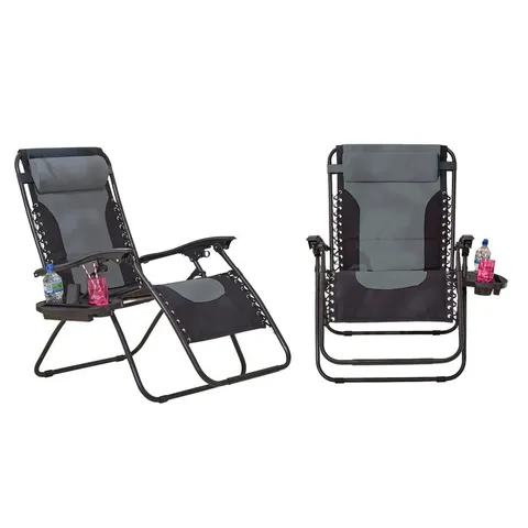 BOXED NEO PAIR OF GREY OUTDOOR ZERO GRAVITY XL SUN LOUNGERS
