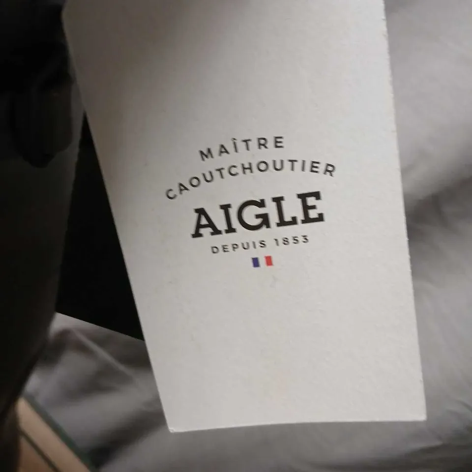 AIGLE KHAKI RUBBER BOOTS – KNEE-HIGH, UK 11 (EU 46)