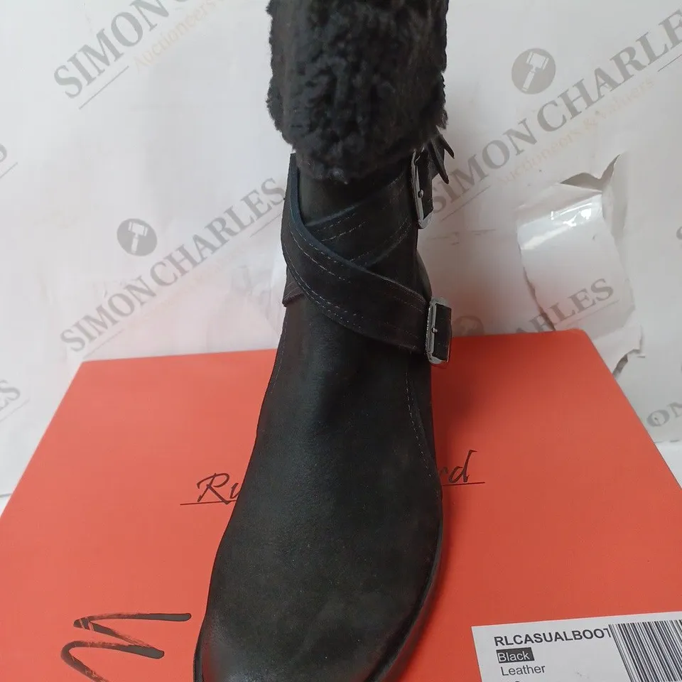 BOXED RUTH LANGSFORD CASUAL BOOTS, BLACK - SIZE 6