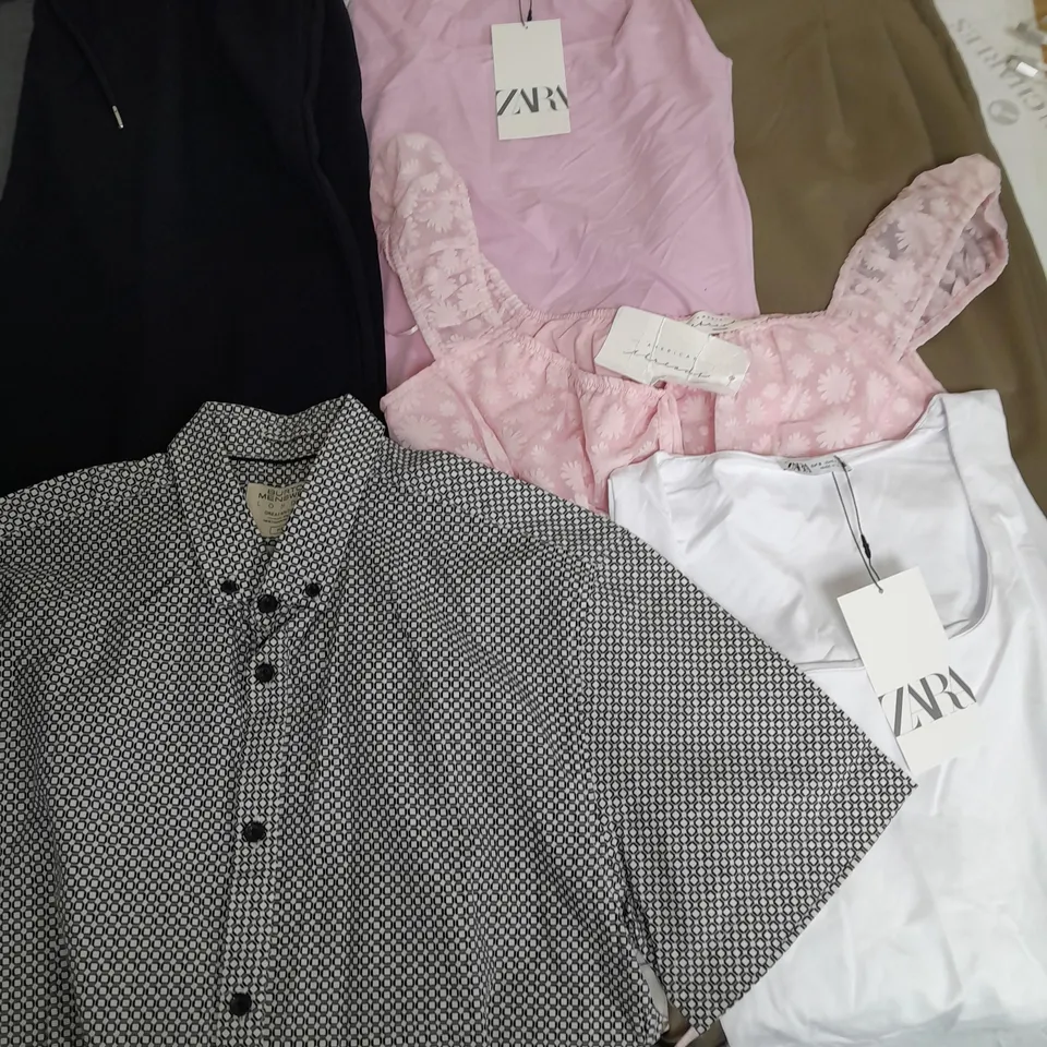 large quantity of assorted clothing items to include zara, burton menswear and American threads