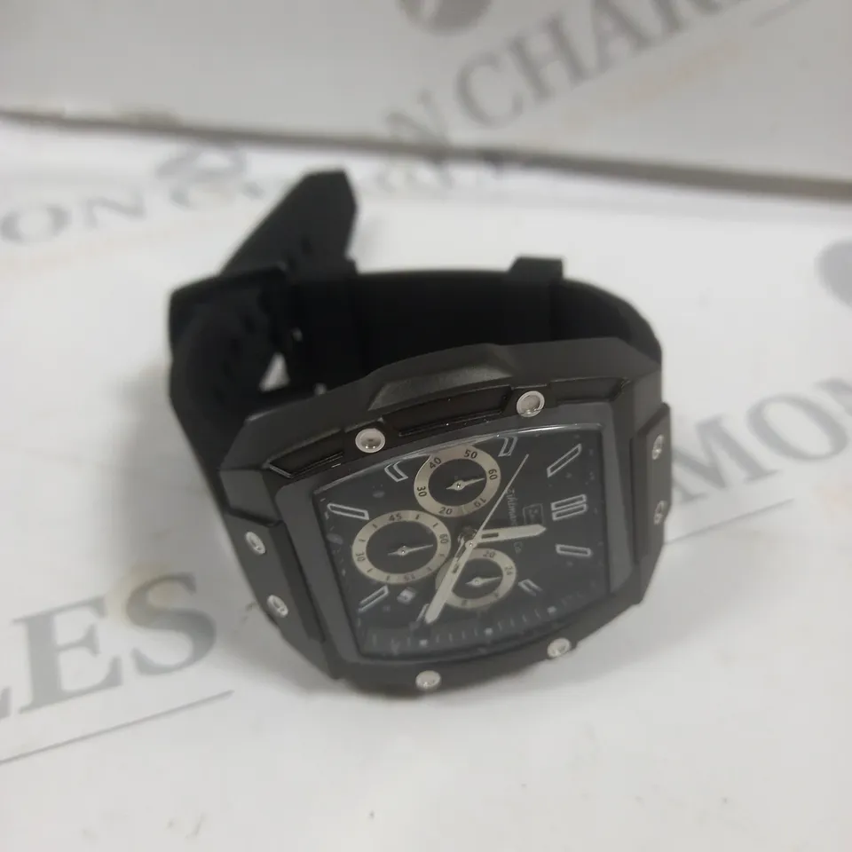 MENS ZIHLMANN & CO Z911 WATCH – CHRONOGRAPH MOVEMENT – BLACK DIAL – 3ATM – QUICK RELEASE RUBBER STRAP – 3ATM WATER RESISTANT