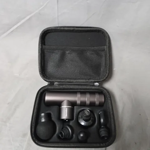 HOMEDICS MINI MASSAGE GUN – BOXED WITH CARRY CASE & ATTACHMENTS