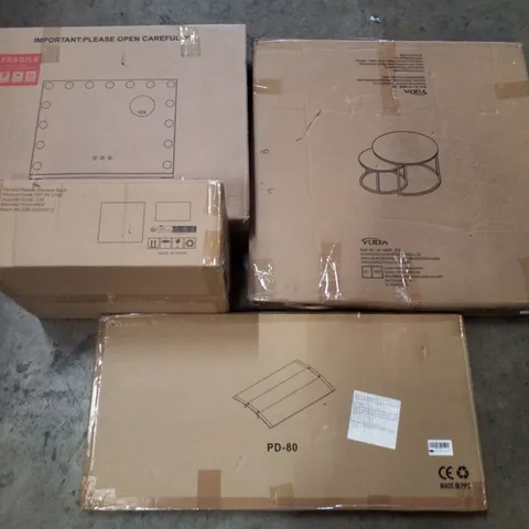 PALLET CONTAINING ASSORTED PRODUCTS INCLUDING NESTING COFFEE TABLE, THRESHOLD RAMP, STORAGE RACK & HOLLYWOOD MAKEUP MIRROR