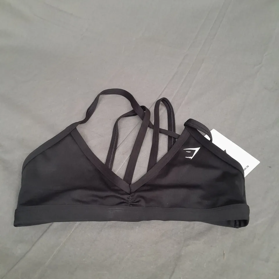 GYMSHARK MINIMAL SPORTS BRA IN BLACK SIZE XS