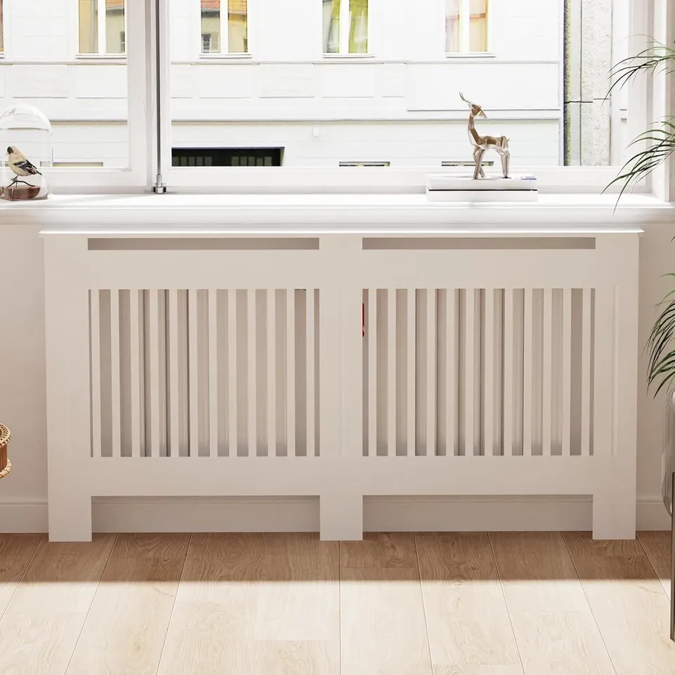BOXED HIGH RADIATOR COVER WOOD CABINET - WHITE (1 BOX)