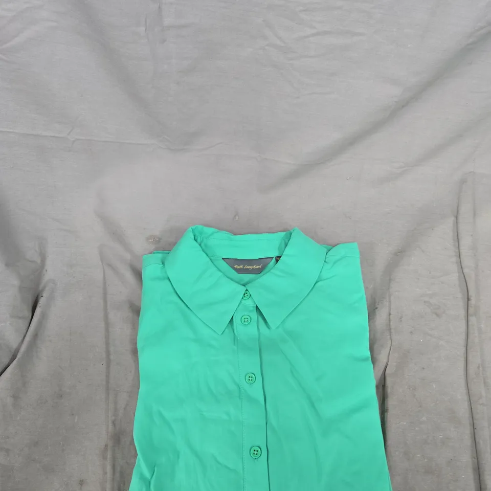 RUTH LANGSFORD GREEN BUTTON-DOWN SHIRT – UK 12 (US 10)