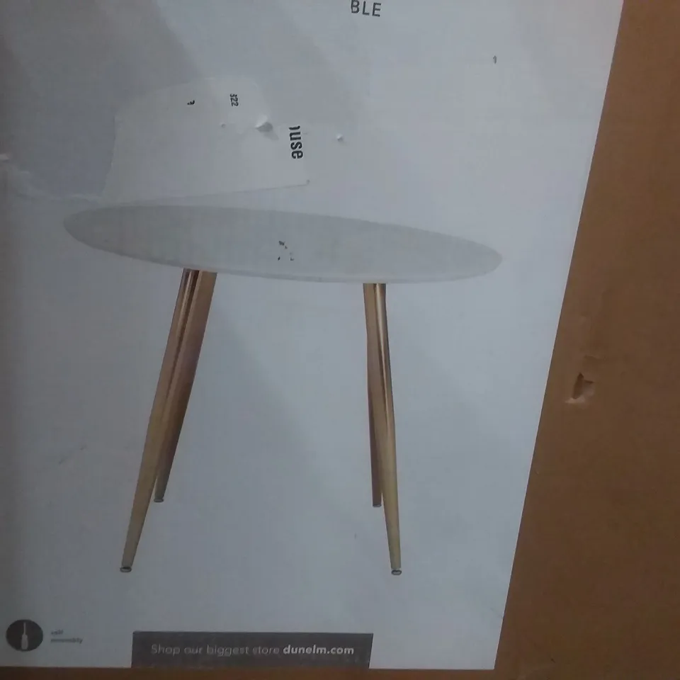 BOXED KENDAL DINING TABLE IN MARBLE EFFECT - H75 X W100 X D100CM 