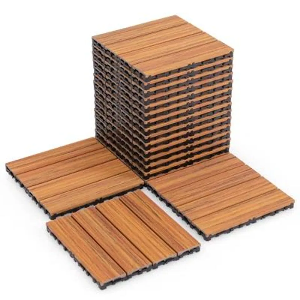 BOXED 30×30CM INTERLOCKING WOOD DECK TILE (SET OF 27)