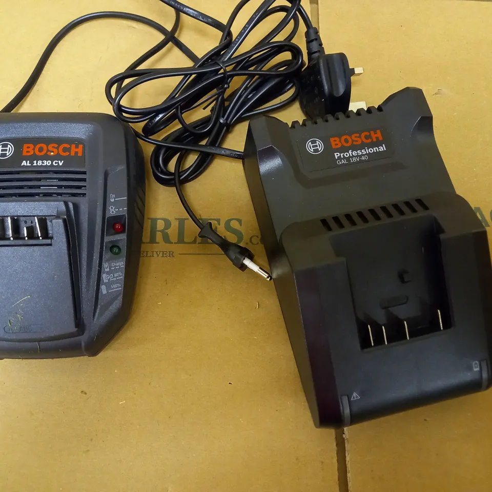 LOT OF 2 X BOSCH BATTERY CHARGING STATIONS (1 X AL 1830 CV & 1 X GAL 18V-40)