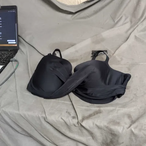 POUR MOI FREE SPIRIT BIKINI TOP - BLACK, UK 38F (UNDERWIRED, LIGHTLY PADDED, TWIST FRONT)
