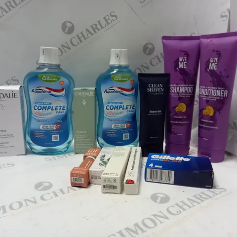 LOT OF BEAUTY PRODUCTS TO INCLUDE AQUAFRESH MOUTHWASH, ETC
