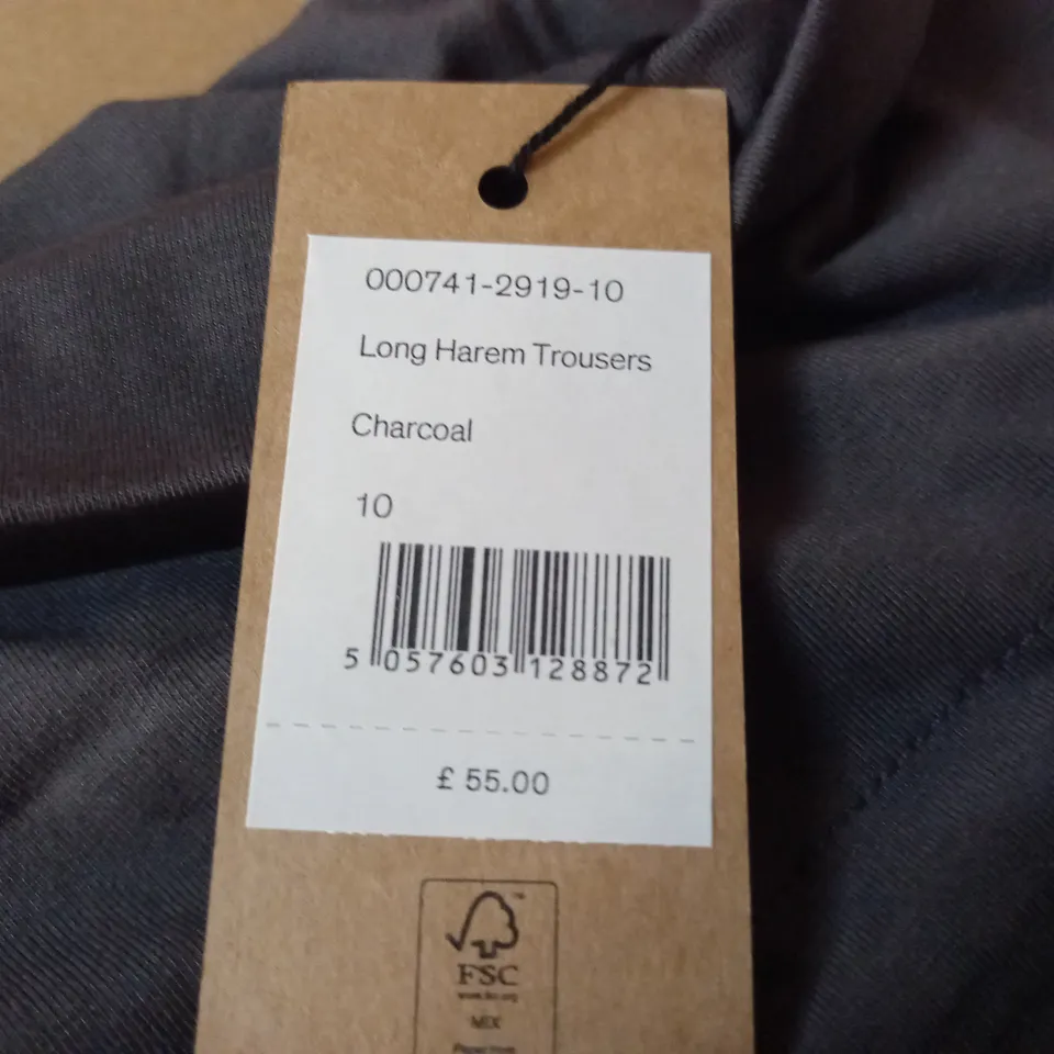 HUSH LONG HAREM TROUSERS IN CHARCOAL - 10